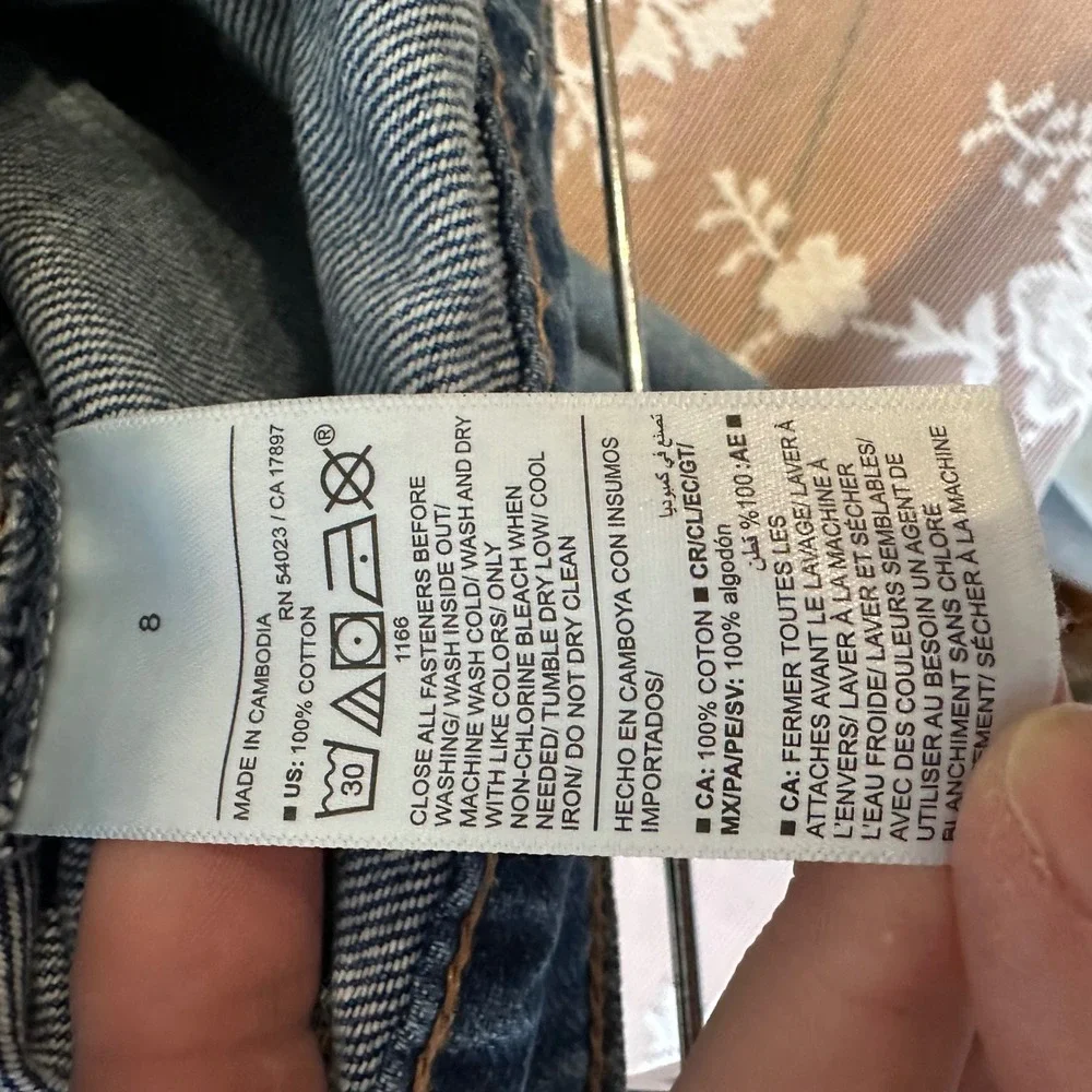 Old Navy Cargo Jeans Kids 8 Blue Excellent Baggy Wide‎ Leg High Rise Tough Denim